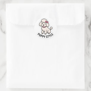 Hübscher Pudel-Sticker im Puppy-Style – Kawaii-Hun Runder Aufkleber