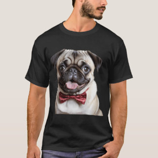 Hübscher Pug mit Krawatte, der Welpenaugen macht T-Shirt