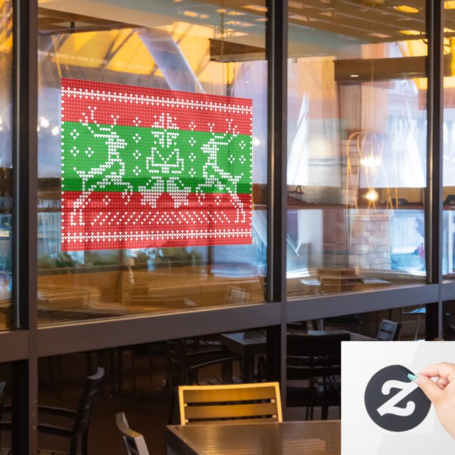 Hübscher Pullover Glocken Xmas Rentiere Krockett Fensteraufkleber (Restaurantfenster)