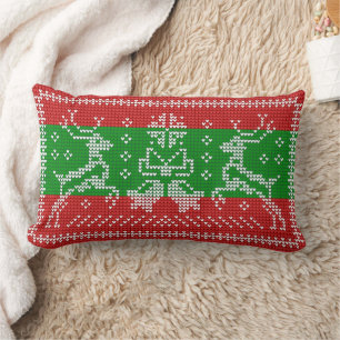 Hübscher Pullover Glocken Xmas Rentiere Krockett Lendenkissen