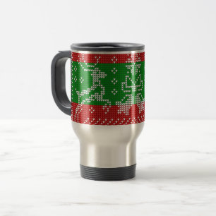 Hübscher Pullover Glocken Xmas Rentiere Krockett Reisebecher