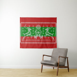 Hübscher Pullover Glocken Xmas Rentiere Krockett Wandteppich