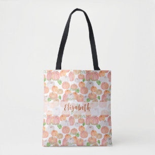 Hübscher Pumpkin-Individuelle Name Herbst Tasche