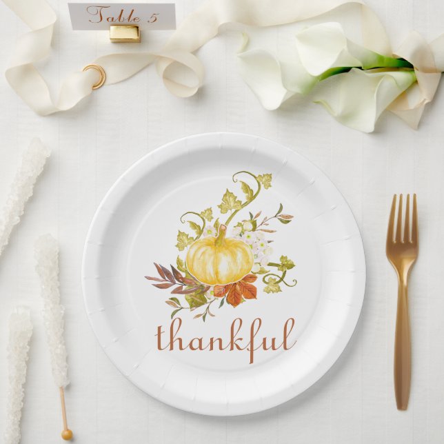 Hübscher Pumpkin Twitter Wasserfarbe Erntedank Pappteller (Hochzeit)