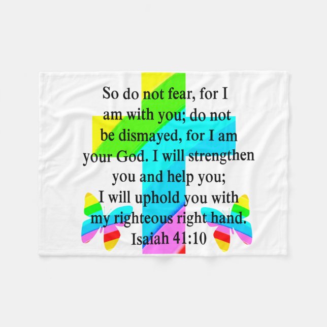 HÜBSCHER RAINBOW-KROSS ISAIAH 41:10-DESIGN FLEECEDECKE (Vorderseite (Horizontal))
