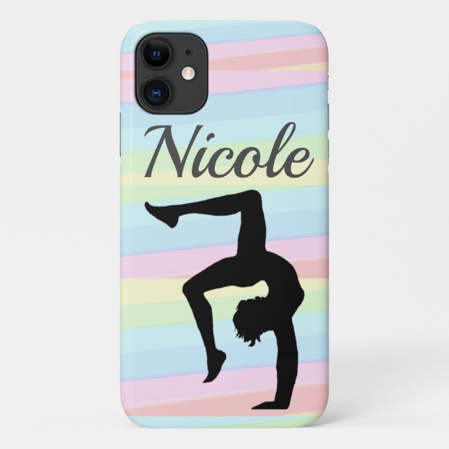 HÜBSCHER RAINBOW-PERSONALISIERTER GYMNASTIK Case-Mate iPhone HÜLLE (Rückseite)