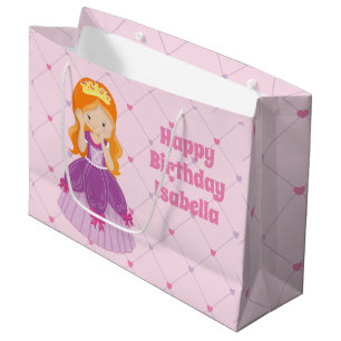 Hübscher Redhead Princess Pink Custom Girls Geburt Große Geschenktüte