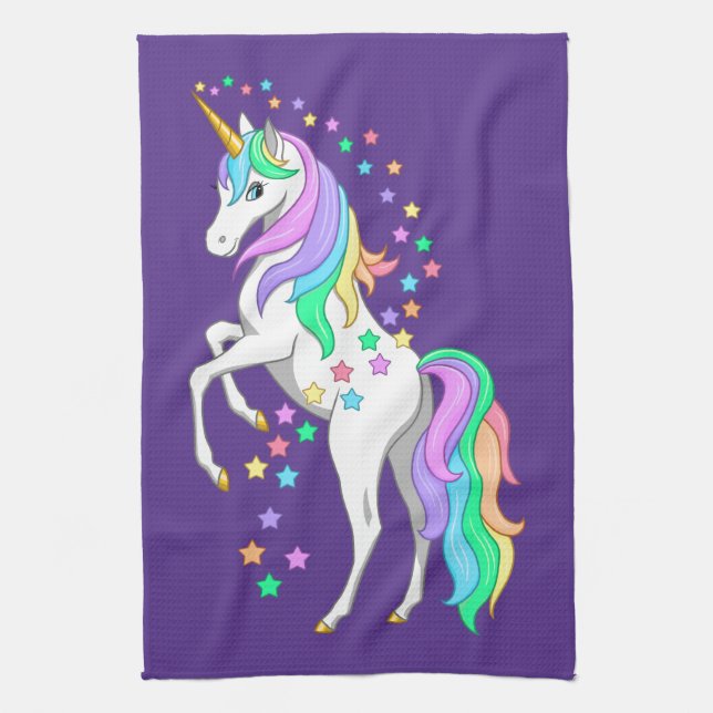 Hübscher Regenbogen-Aufzuchtbetrieb Einhornfallen Küchentuch (Vertikal)