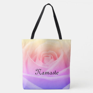 Hübscher Regenbogen Rose Namaste Entwurf Tasche