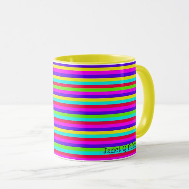 Hübscher Regenbogen Streifen mit Name Tasse (VorderseiteRechts)