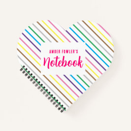 Hübscher Regenbogen Streifen Niedliches Weißes Her Notizbuch