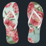Hübscher Retro Flip Flops<br><div class="desc">Zusammenpassende Brautjungfer, Matrone des EhrenBrautparty drehen Reinfälle für eine, Garten- oder Strandhochzeit im Freien um. Keine verletzenfüße und Sets die Stimmung für die gesamte Hochzeit. Moderne, hübsche retro Blume stylized Pfingstrosen in den hellen neuen Farben, die für Frühlings- oder Sommerhochzeiten besonders perfekt sind. Dieses Hochzeits-Einladungs-Set oder Sammlung ist ein zeitgenössisches...</div>