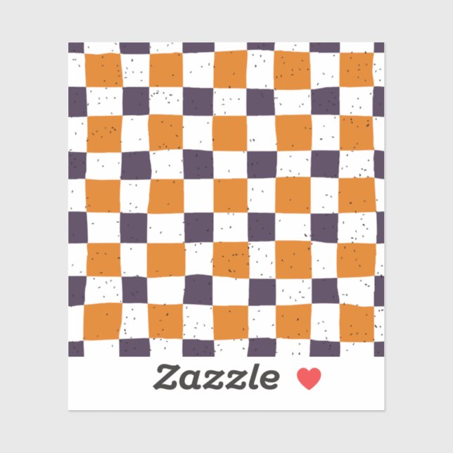 Hübscher Retro-Gingham Orange Lila Scrapbook Aufkleber (Blatt)