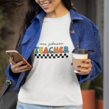 Hübscher Retro Groovy & Checkered Teacher