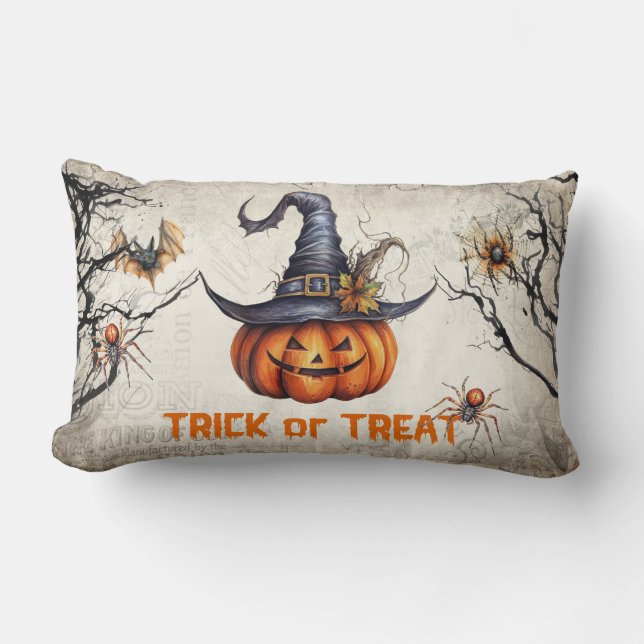 Hübscher Retro-Kürbis aus Halloween Lendenkissen (Vorderseite)