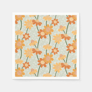 Hübscher Retro-Mutation der Blume der 1970er Jahre Serviette