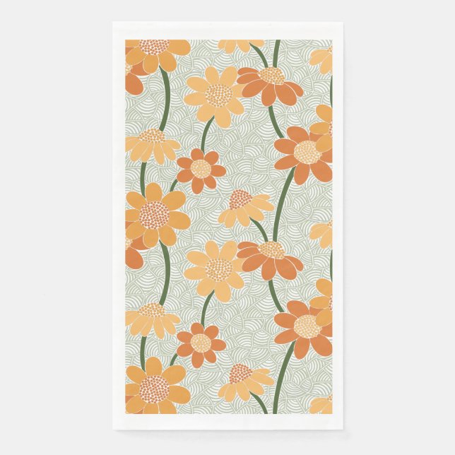 Hübscher Retro-Mutation der Blume der 1970er Jahre Serviette (Vorderseite)