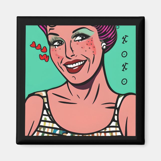 Hübscher Retro-Pop Art XOXO Magnet (Vorne)