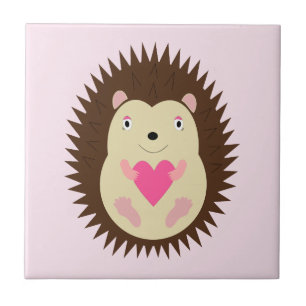 Hübscher rosa Baby-Igel Fliese