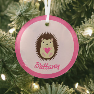 Hübscher rosa Baby-Igel-Weihnachtsstern zum ersten Ornament Aus Glas