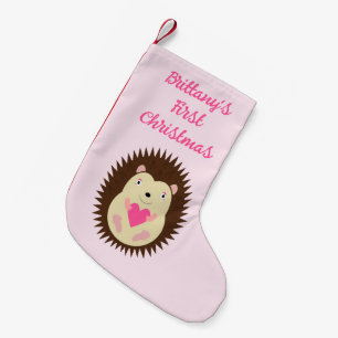 Hübscher rosa Baby-Mädchen-Igel individuell Kleiner Weihnachtsstrumpf