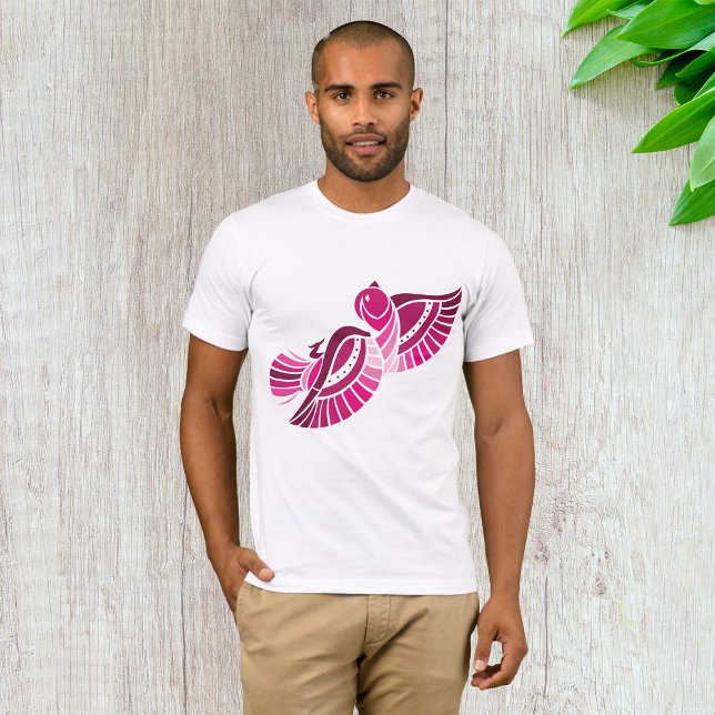Hübscher Rosa-Bird-Mens-T - Shirt (Von Creator hochgeladen)