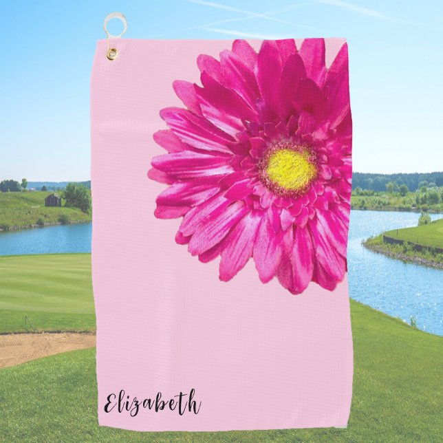 Hübscher Rosa-Blume-individuelle Name Golfhandtuch (Von Creator hochgeladen)