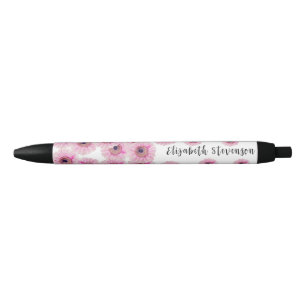 Hübscher Rosa-Blume-individuelle Name Kugelschreiber