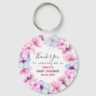 Hübscher rosa Blumenkranz Dankeschön Baby Shower Schlüsselanhänger