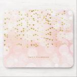 Hübscher rosa Bokeh und Herz Goldener Foil Confett Mousepad<br><div class="desc">Fügen Sie Ihrem Arbeitsbereich mit diesem personalisierten Mousepad einen femininen und modernen Akzent hinzu. Es ist mit rosa und weiß ombre Hintergrund mit goldenen Folienköbeln Konfetti. Personalisieren Sie das Programm durch Hinzufügen eines Namens oder einer kurzen Wortgruppe. Dieses goldene Herz-Mousepad wird als Geschenk perfekt sein.</div>