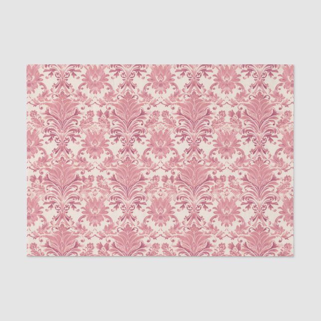 Hübscher rosa Damast Ziermuster Seidenpapier (Vorderseite)