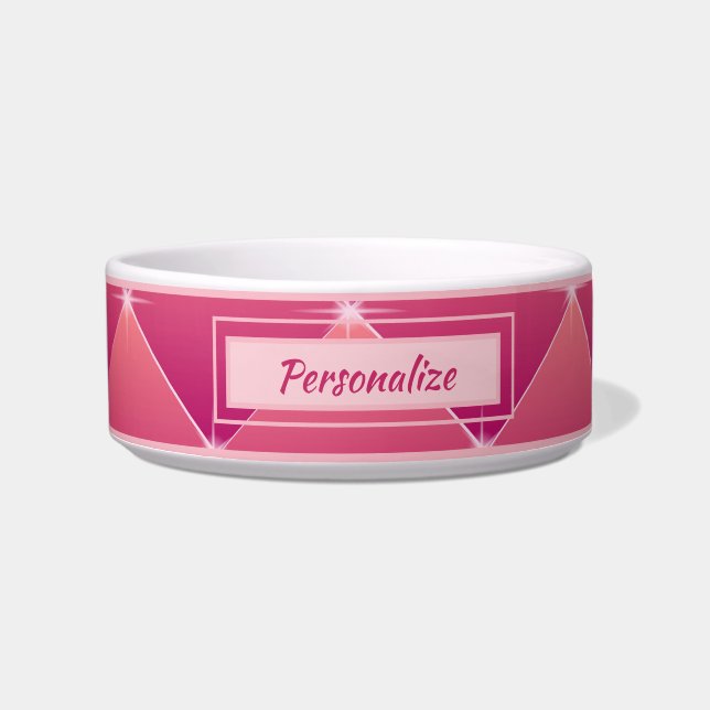 Hübscher rosa Diamant Akzent Muster Katze Hund Napf (Vorderseite)