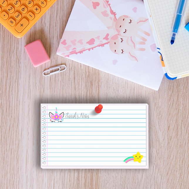 Hübscher rosa Einhorn- und Regenbogenschütze 10"x6 Post-it Klebezettel (Von Creator hochgeladen)