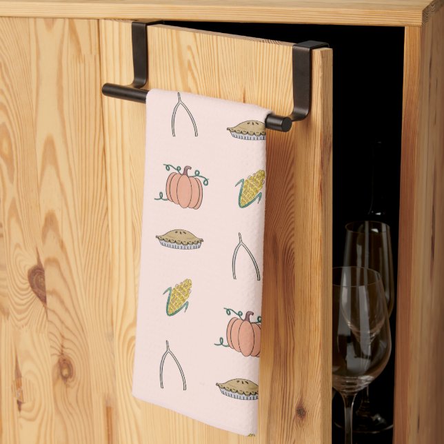 Hübscher rosa Erntedank Geschirrtuch (Drittel gefaltet)