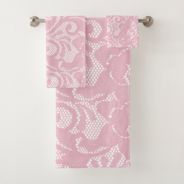Hübscher rosa Farbstich mit Blumenmuster Badhandtuch Set (Insitu)