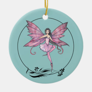 Hübscher rosa Feen-Schmuck Keramik Ornament
