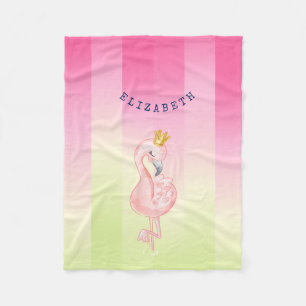 Hübscher rosa Flamingo Ombre gestreift     Fleecedecke