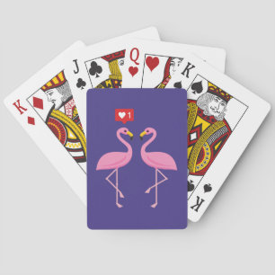 Hübscher Rosa Flamingo wie Herz Pastell Spielkarten