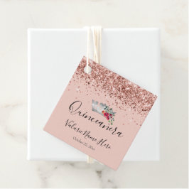 Hübscher rosa Glitzer Quinceanera Geschenkanhänger