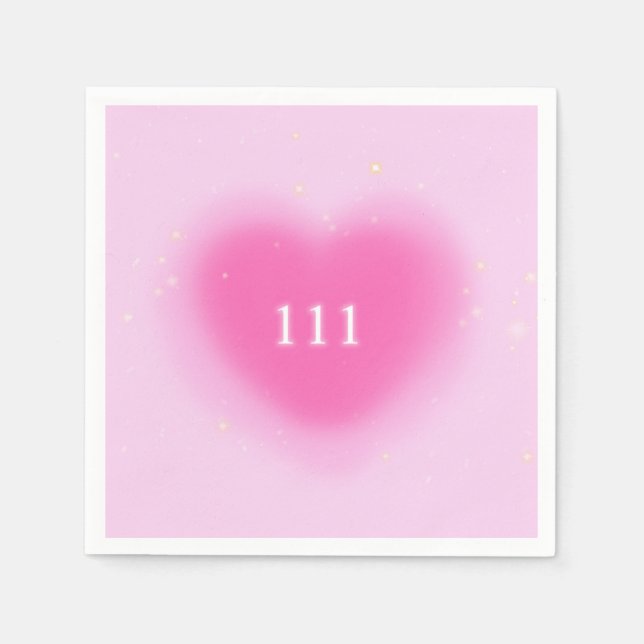 Hübscher rosa Herzästhetikum Angel Nummer 111 Part Serviette (Vorderseite)
