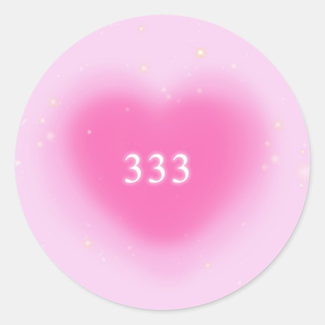 Hübscher rosa Herzklopfengel Nr. 333 Runder Aufkleber (Vorderseite)