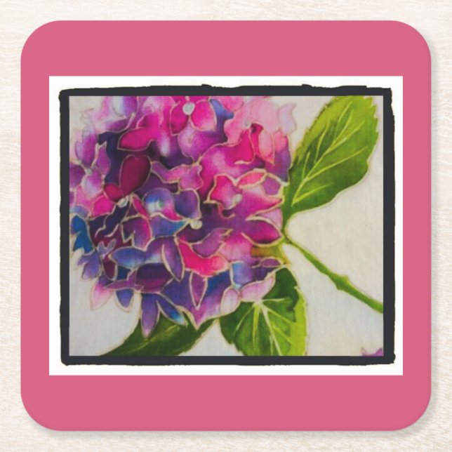 Hübscher rosa Hydrangea-Untersetzer Rechteckiger Pappuntersetzer (Vorderseite)