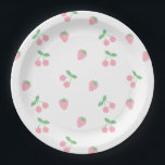 Hübscher Rosa Kirschkirsche Erdbeeren Frühling Frü Pappteller<br><div class="desc">Hübsche pastellrosa Kirschen und Erdbeeren für ein Party und Feiern im Frühling oder Sommer. Rosa Kirsche und Erdbeere Muster ästhetische Packpapier,  süß wie eine köstliche Beerenmarmelade oder Marmelade.</div>