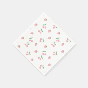 Hübscher Rosa Kirschkirsche Erdbeeren Frühling Frü Serviette