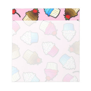 Hübscher rosa niedlicher Kuchen-Druck Notizblock