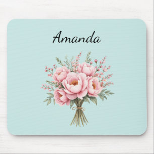 Hübscher rosa Pfingstrosen-Blumenstrauß Mousepad