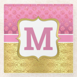 Hübscher Rosa Princess Glitzer Dots & Gold Glasuntersetzer