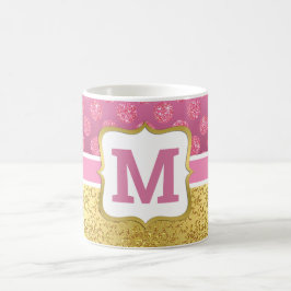 Hübscher Rosa Princess Glitzer Dots & Gold Kaffeetasse