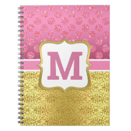 Hübscher Rosa Princess Glitzer Dots & Gold Notizblock