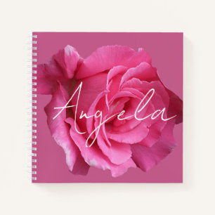 Hübscher Rosa Rosa Blütenname Angela Notizbuch